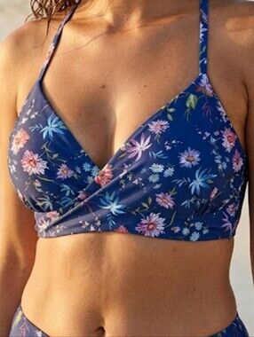 La Vie En Rose Floral Bikini Top - Blue and Pink